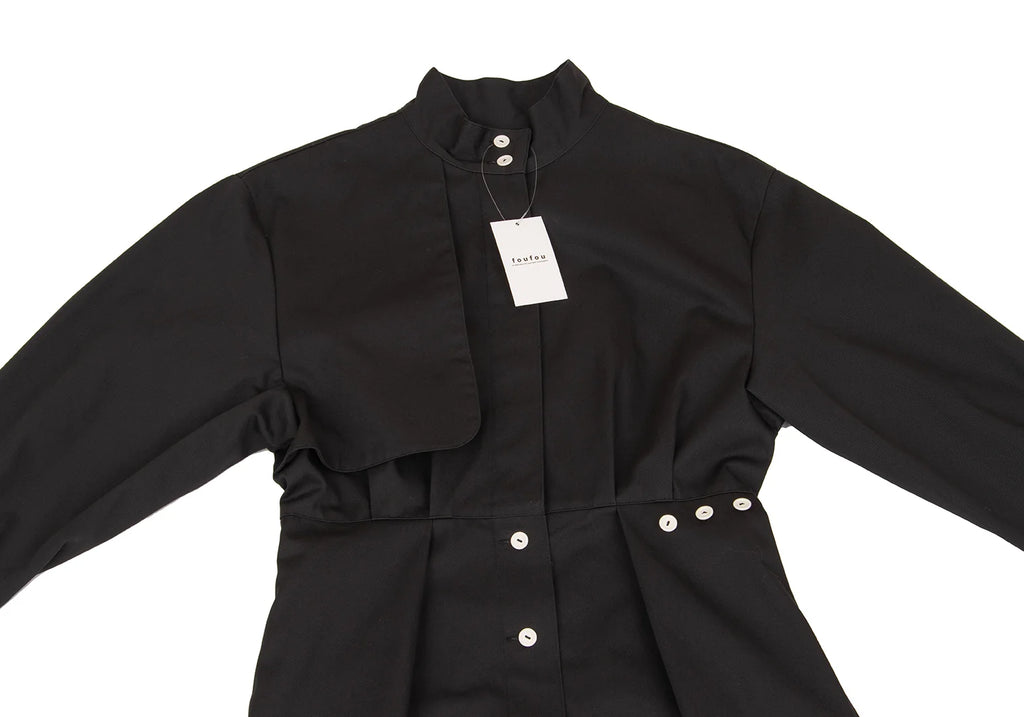 fou fou JAPAN. NEW W/TAG. Black Cotton Gun Flap Design Dress