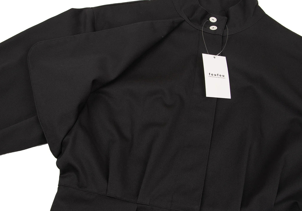 fou fou JAPAN. NEW W/TAG. Black Cotton Gun Flap Design Dress