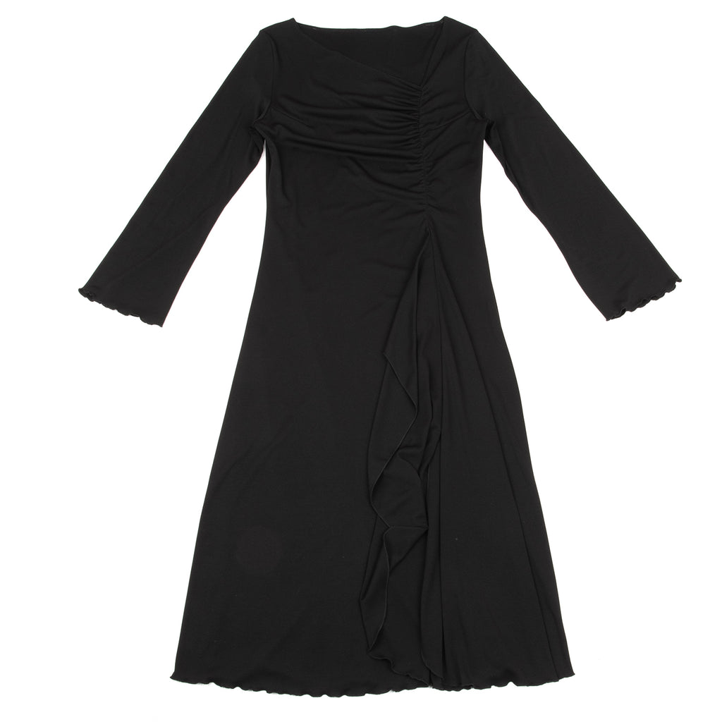 YOSHIE INABA L'EQUIPE JAPAN. Black Acetate Poly Gather Dress