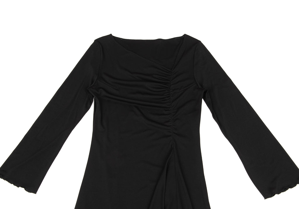 YOSHIE INABA L'EQUIPE JAPAN. Black Acetate Poly Gather Dress