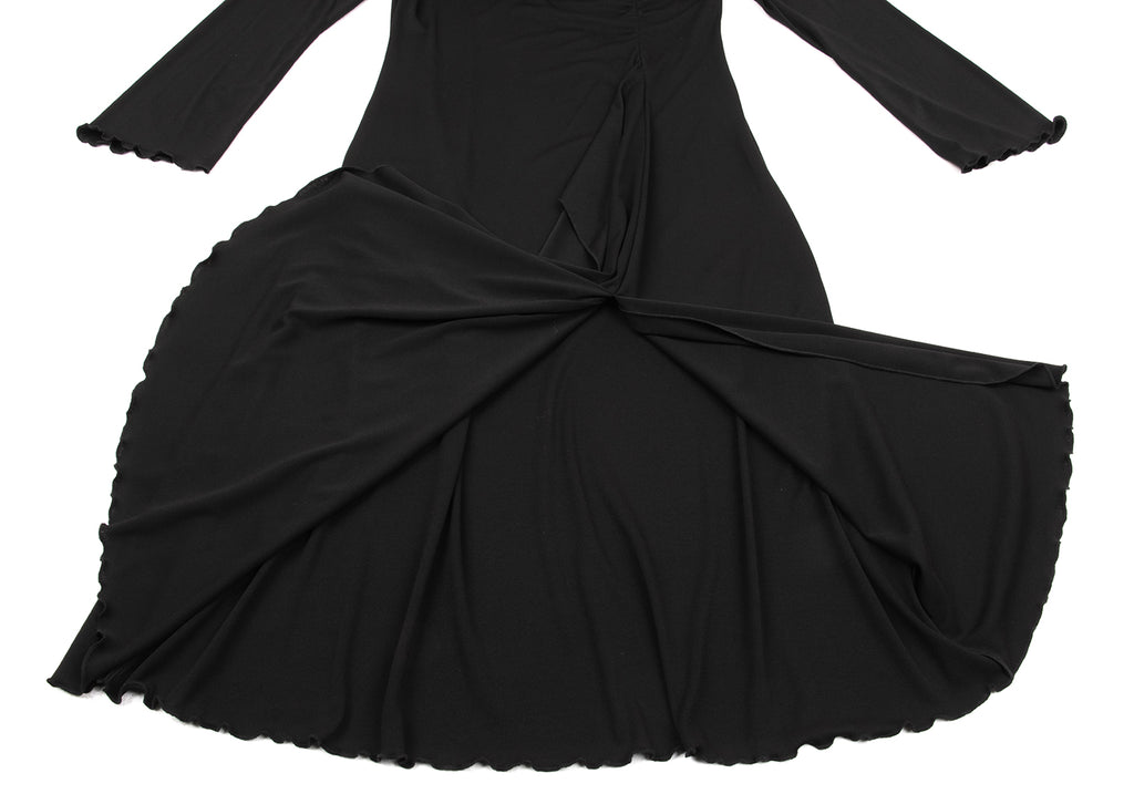 YOSHIE INABA L'EQUIPE JAPAN. Black Acetate Poly Gather Dress