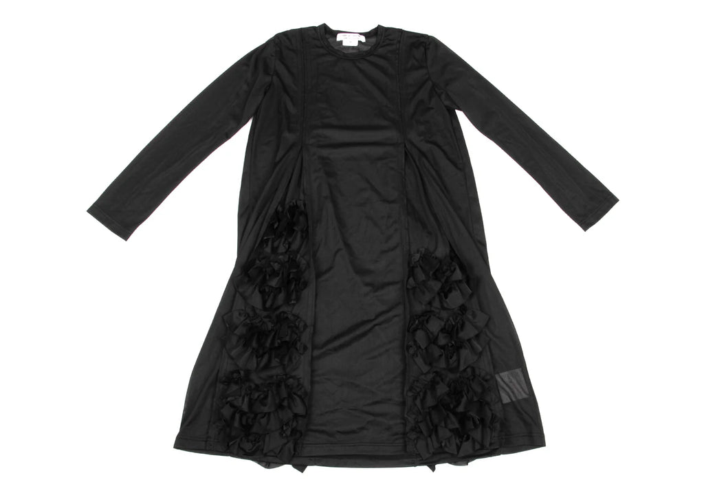 COMME des GARCONS JAPAN. Black Frill Design Semi-Sheer Dress