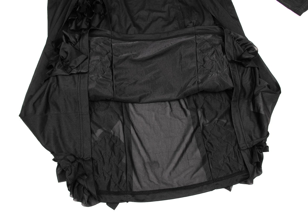 COMME des GARCONS JAPAN. Black Frill Design Semi-Sheer Dress