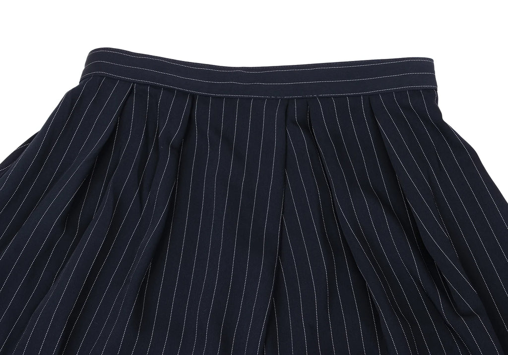 A/T (ATSURO TAYAMA) JAPAN. Navy, White Intuck Stripe Skirt