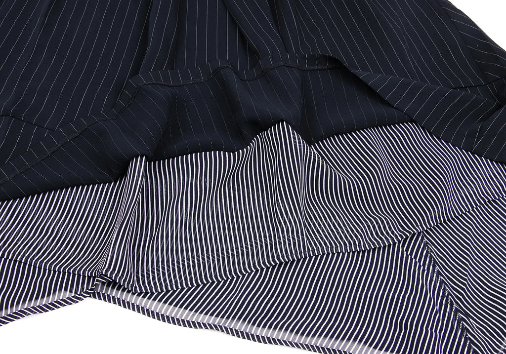 A/T (ATSURO TAYAMA) JAPAN. Navy, White Intuck Stripe Skirt