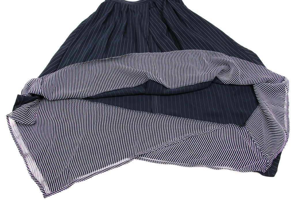 A/T (ATSURO TAYAMA) JAPAN. Navy, White Intuck Stripe Skirt