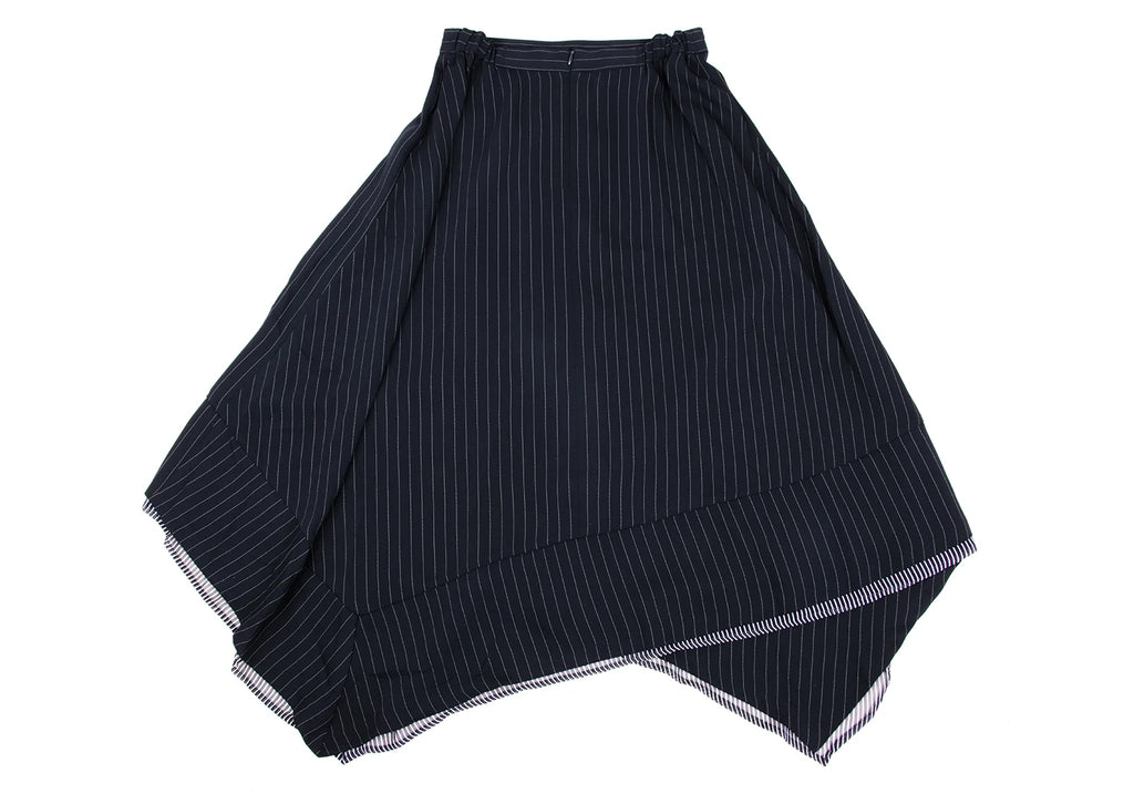 A/T (ATSURO TAYAMA) JAPAN. Navy, White Intuck Stripe Skirt