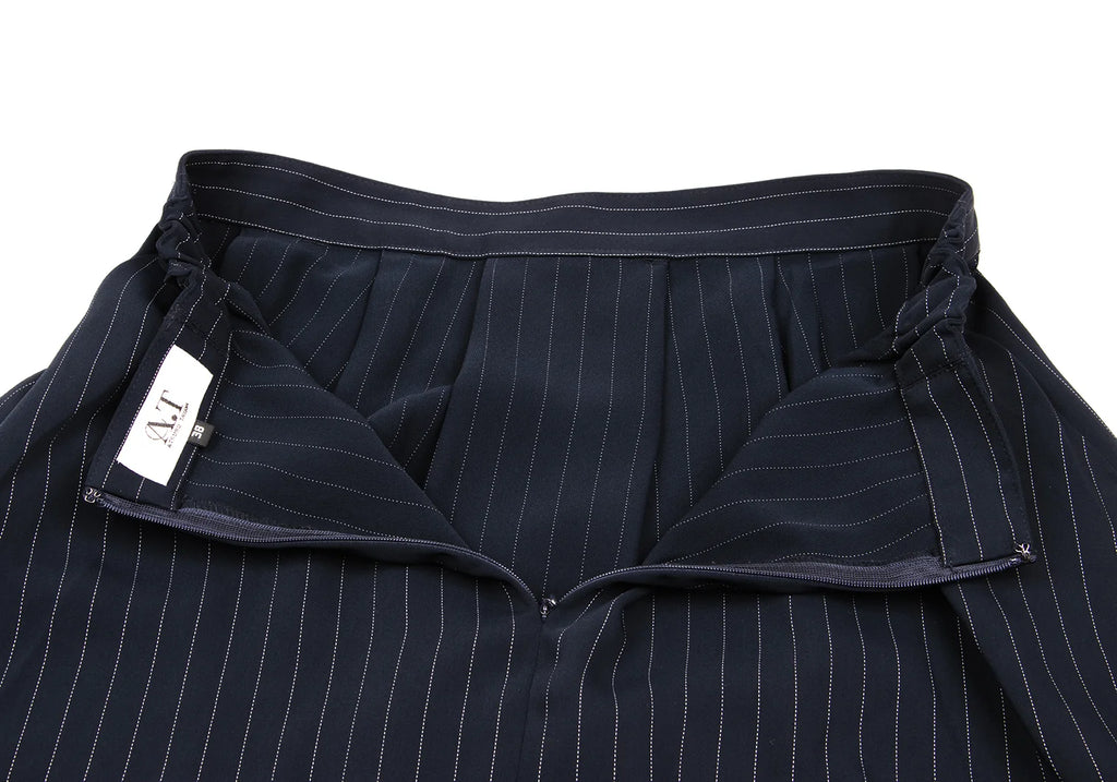 A/T (ATSURO TAYAMA) JAPAN. Navy, White Intuck Stripe Skirt