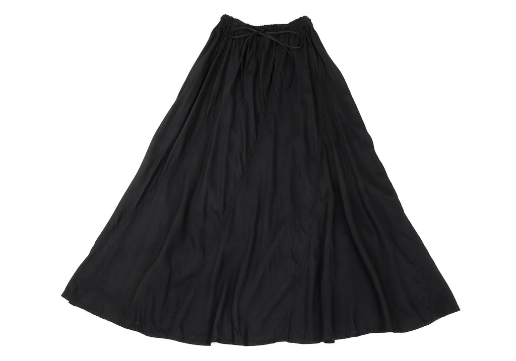 GOMME JAPAN. Black Curve Switching Rayon Flared Skirt