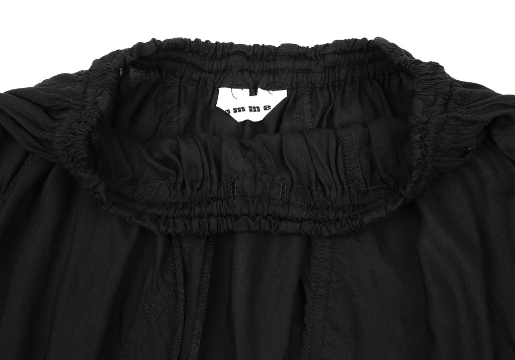 GOMME JAPAN. Black Curve Switching Rayon Flared Skirt