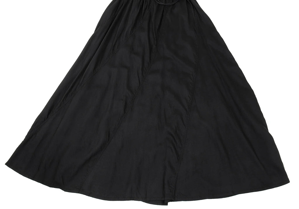 GOMME JAPAN. Black Curve Switching Rayon Flared Skirt