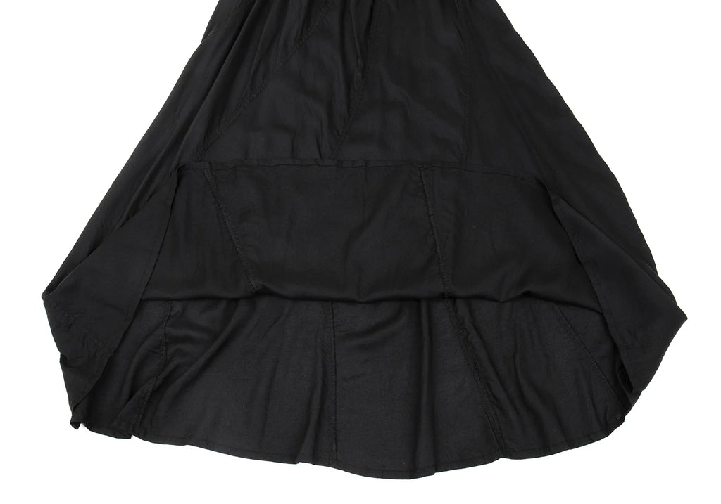 GOMME JAPAN. Black Curve Switching Rayon Flared Skirt