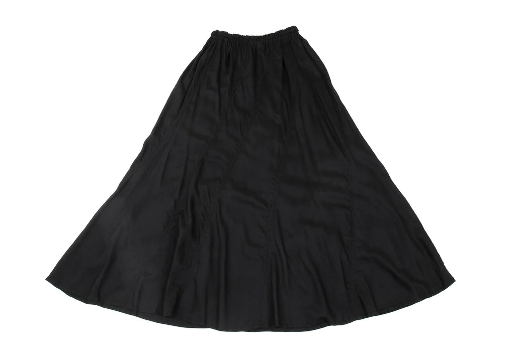 GOMME JAPAN. Black Curve Switching Rayon Flared Skirt