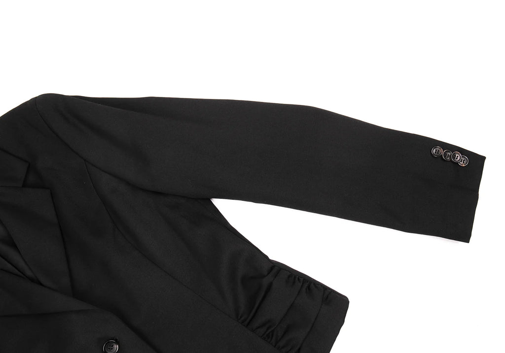 HOMMA JAPAN. Black Gather Hem Design Wool Gaba Jacket