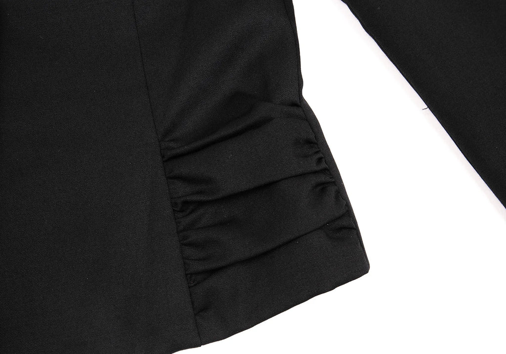 HOMMA JAPAN. Black Gather Hem Design Wool Gaba Jacket
