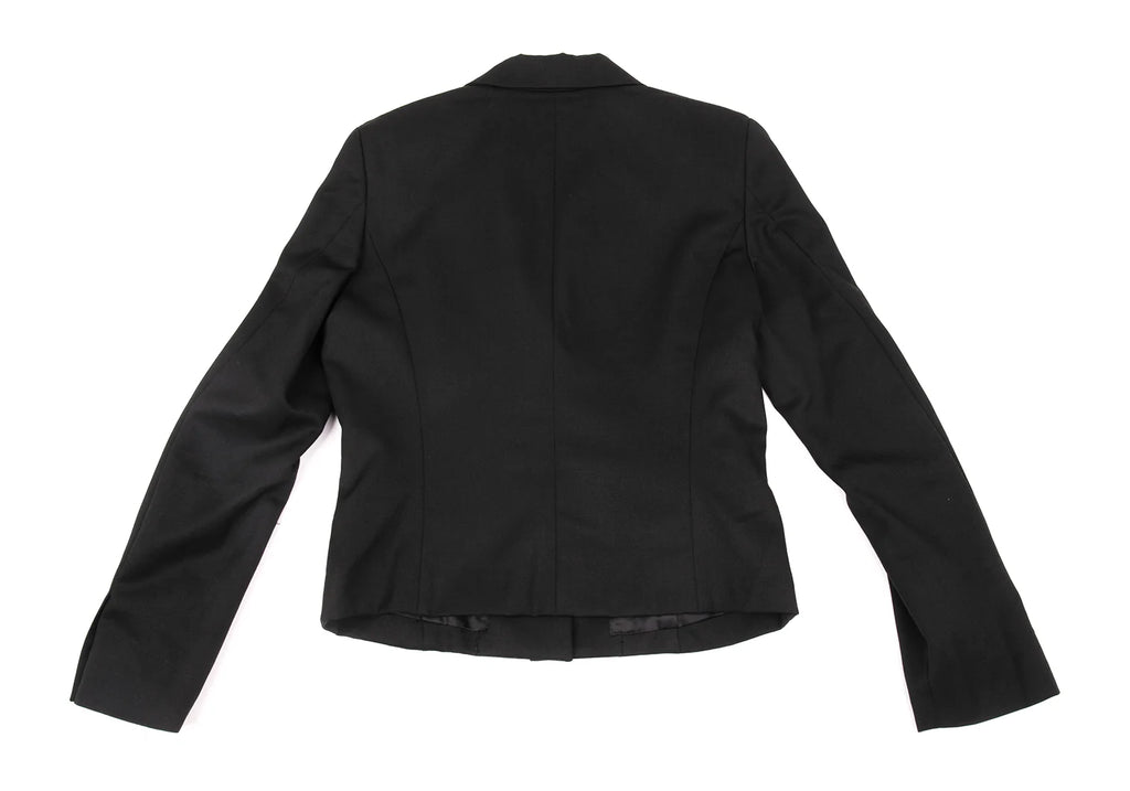 HOMMA JAPAN. Black Gather Hem Design Wool Gaba Jacket