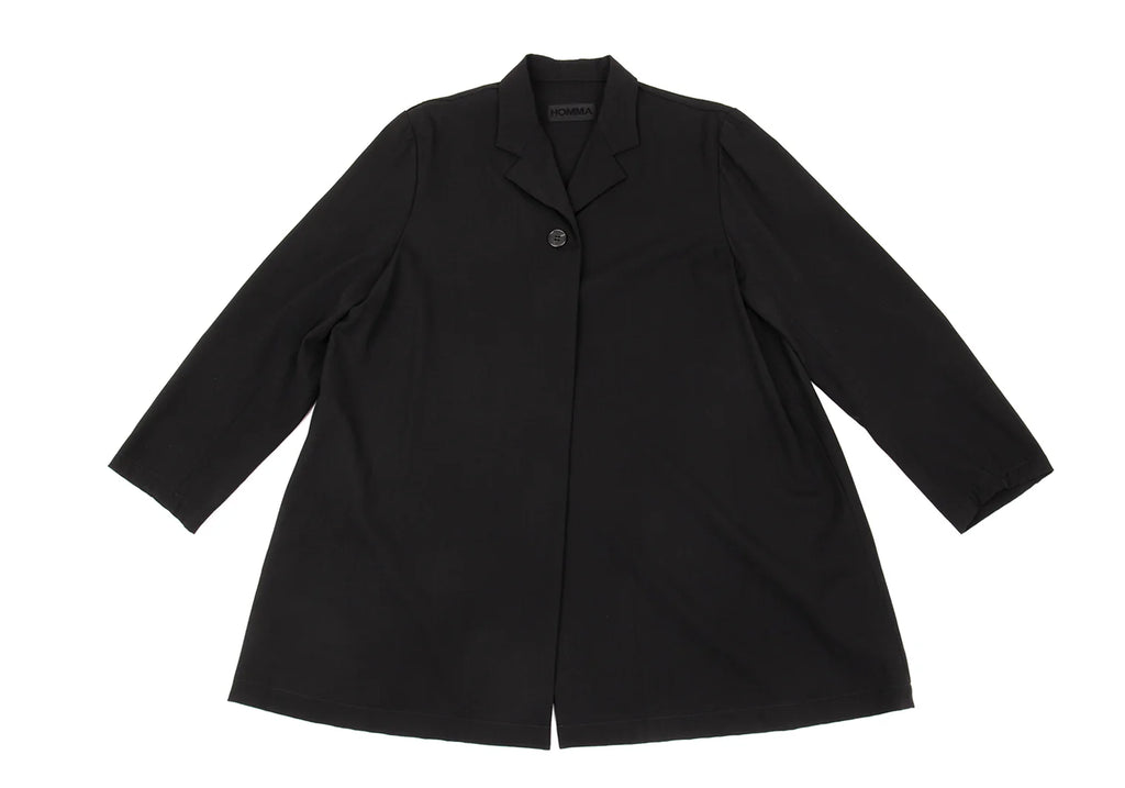 HOMMA JAPAN. Black Wool Toro 1B Long Jacket