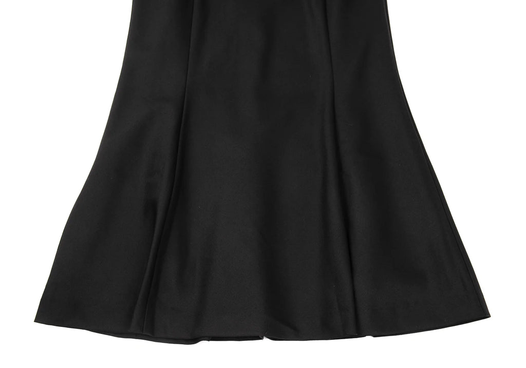 HOMMA JAPAN. Black Side Gather Wool Flare Skirt