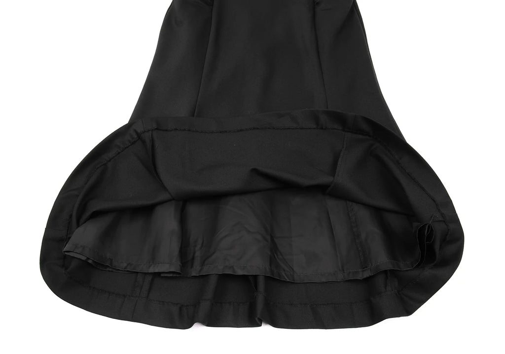 HOMMA JAPAN. Black Side Gather Wool Flare Skirt