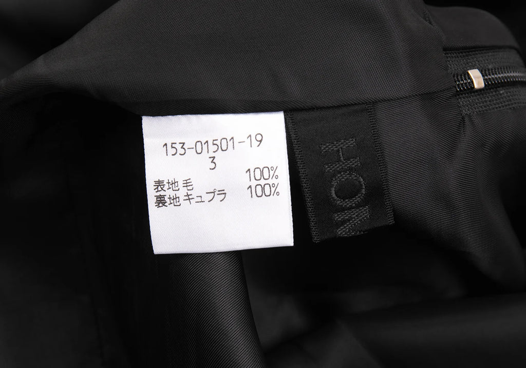 HOMMA JAPAN. Black Side Gather Wool Flare Skirt