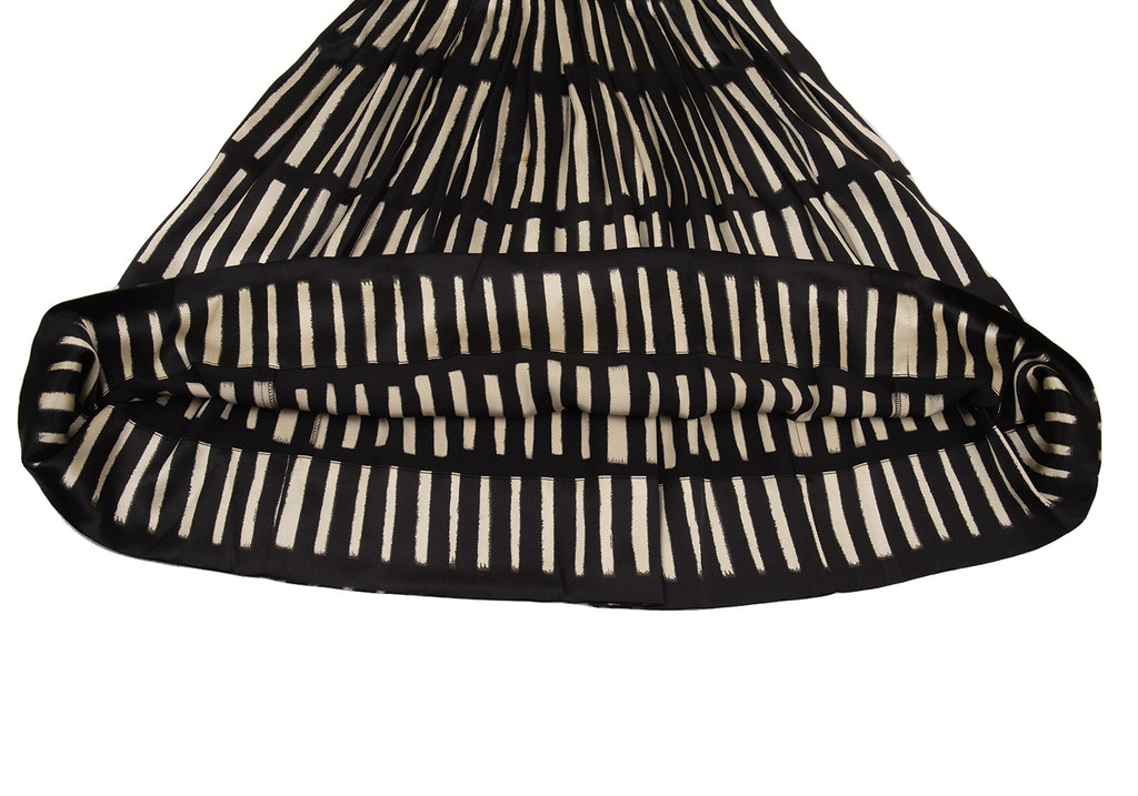 DONNA KARAN NY. DKNY. Black, Beige Silk Blend Waist Gather Switching Sleeveless Dress