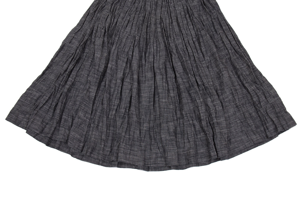 45rpm Japan. 45R. Navy Wrinkled Cotton Flared Skirt