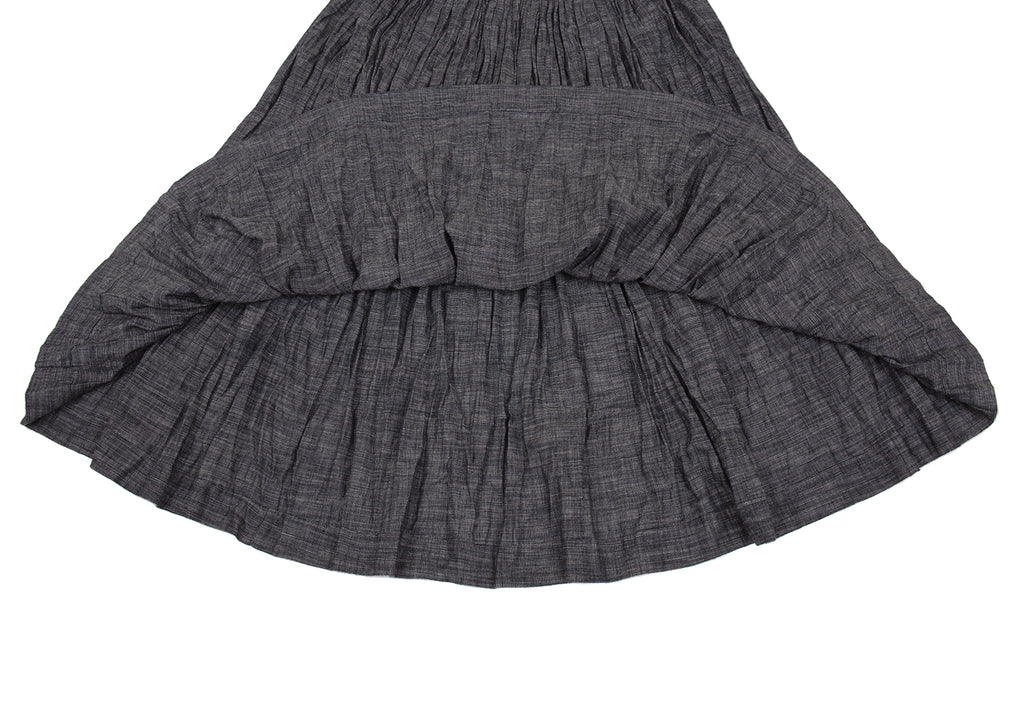 45rpm Japan. 45R. Navy Wrinkled Cotton Flared Skirt