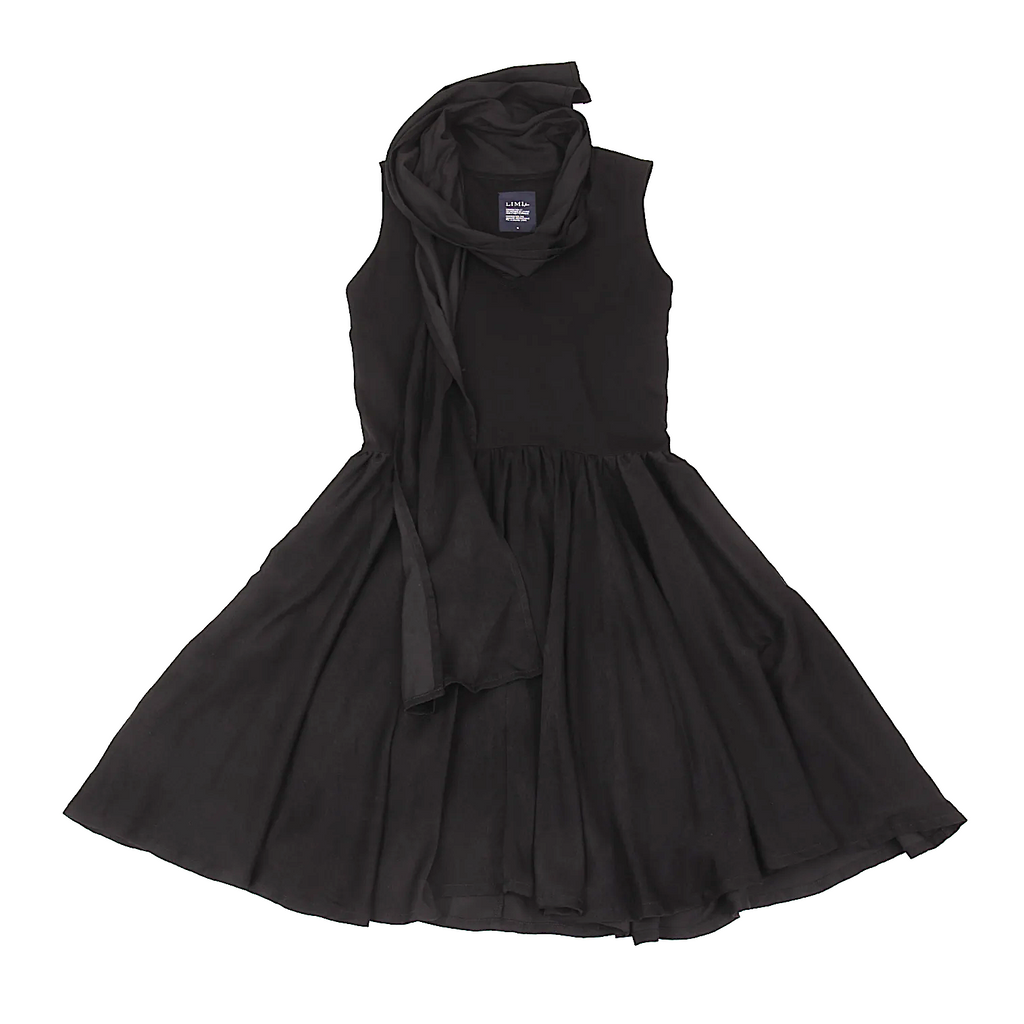 LIMI feu JAPAN. Black Stole Design Poly Sleeveless Dress