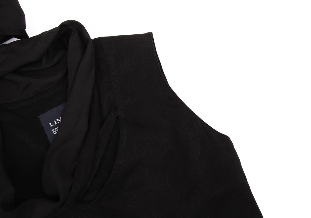 LIMI feu JAPAN. Black Stole Design Poly Sleeveless Dress