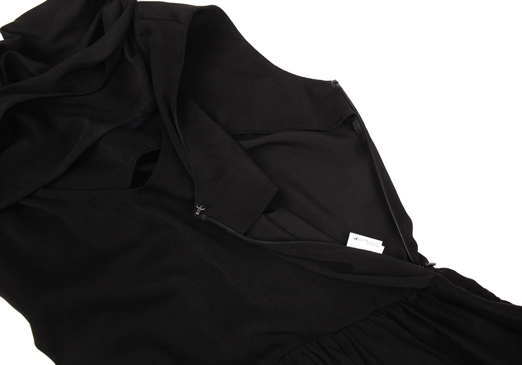LIMI feu JAPAN. Black Stole Design Poly Sleeveless Dress