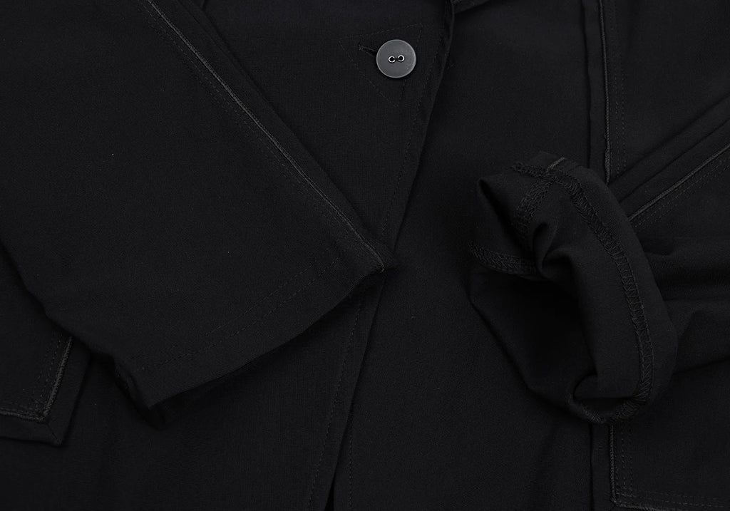 HIROKO KOSHINO TRUNK JAPAN. Black Outseam Nylon Blend Stretch Jacket