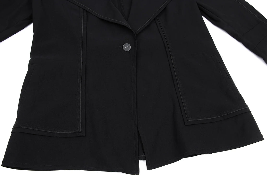HIROKO KOSHINO TRUNK JAPAN. Black Outseam Nylon Blend Stretch Jacket