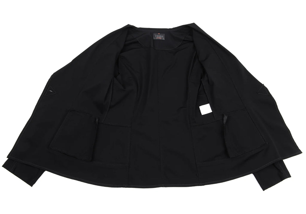 HIROKO KOSHINO TRUNK JAPAN. Black Outseam Nylon Blend Stretch Jacket