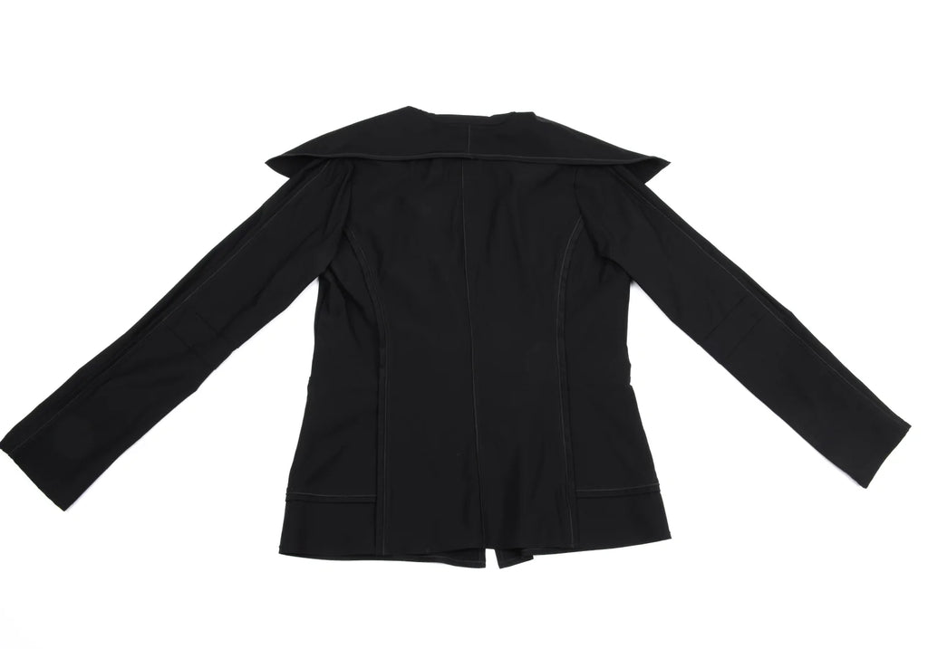 HIROKO KOSHINO TRUNK JAPAN. Black Outseam Nylon Blend Stretch Jacket