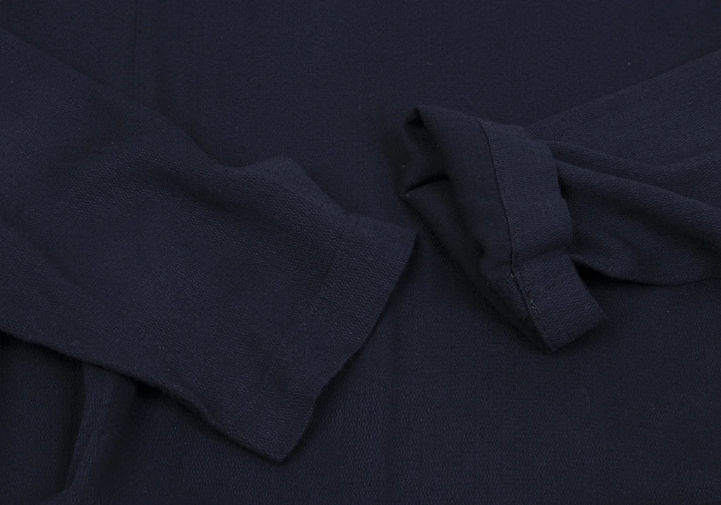 COMME des GARCONS JAPAN. TRICOT. Navy Patterned Textured Rayon Belted Dress