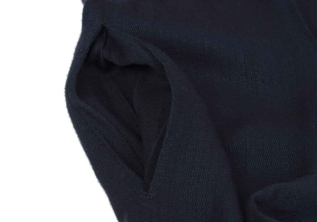 COMME des GARCONS JAPAN. TRICOT. Navy Patterned Textured Rayon Belted Dress