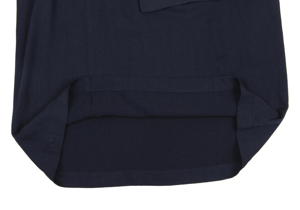 COMME des GARCONS JAPAN. TRICOT. Navy Patterned Textured Rayon Belted Dress