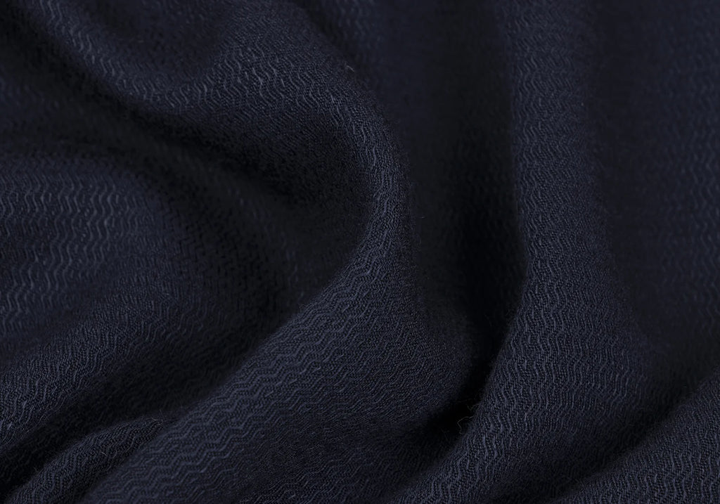 COMME des GARCONS JAPAN. TRICOT. Navy Patterned Textured Rayon Belted Dress