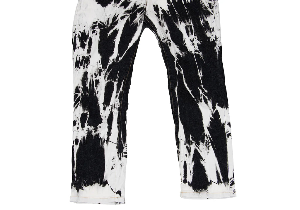COMME des GARCONS JAPAN. JUNYA WATANABE White, Charcoal, Black Denim Bleach Printed Stretch Slim Pants