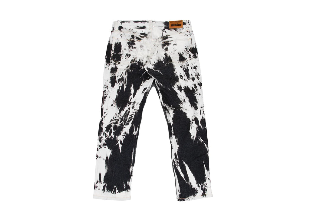 COMME des GARCONS JAPAN. JUNYA WATANABE White, Charcoal, Black Denim Bleach Printed Stretch Slim Pants