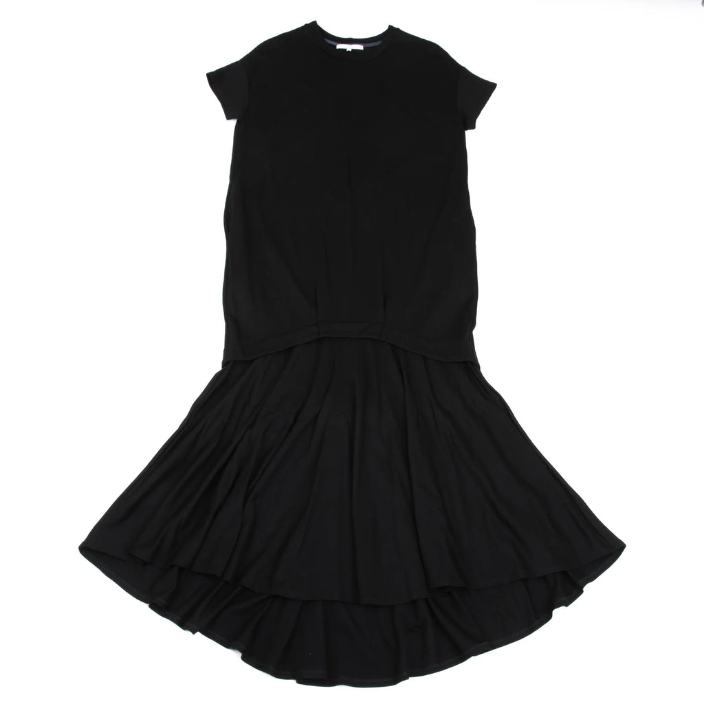 UN3D. JAPAN. Black Tuck Layered Shirt Dress Black