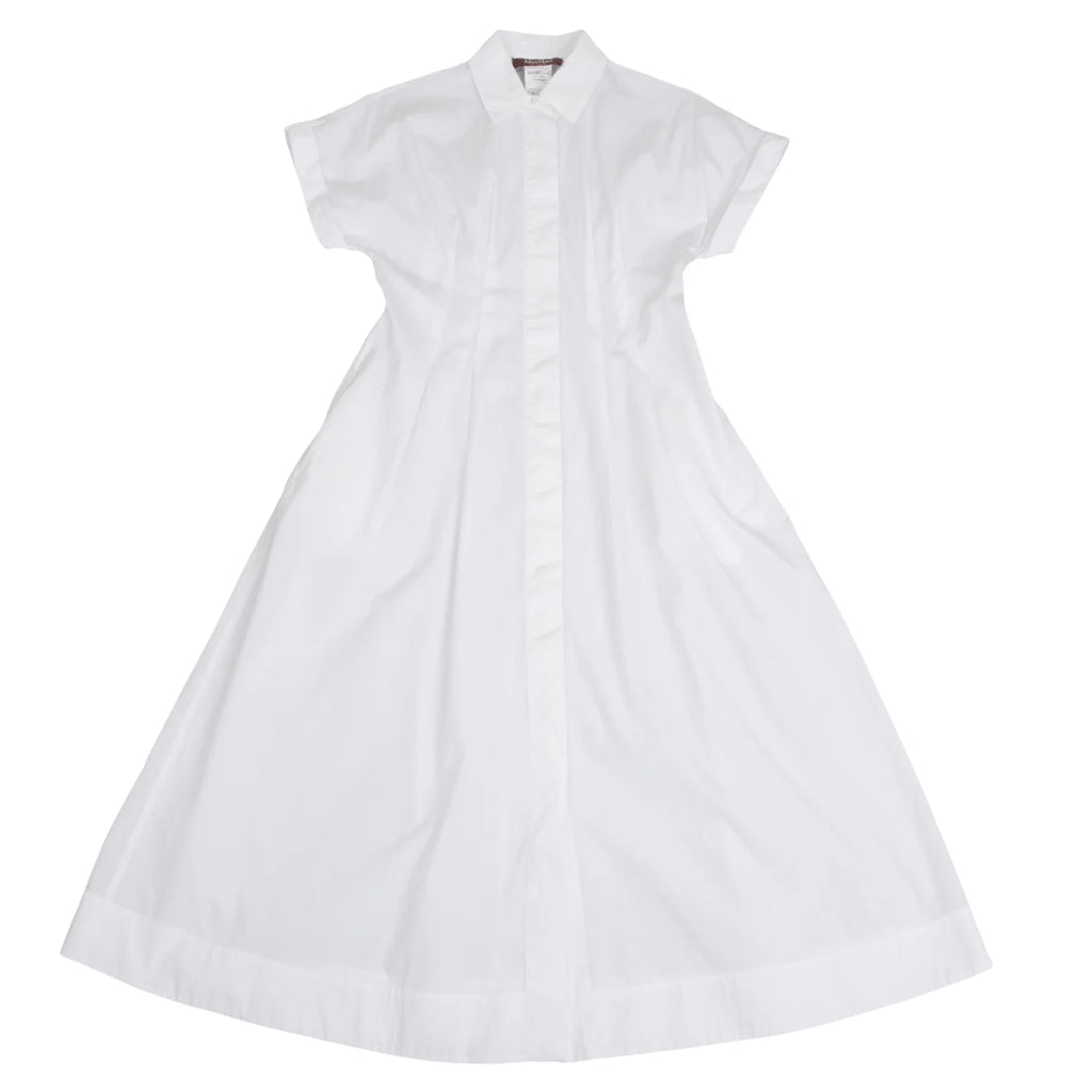 MaxMara STUDIO ITALY. White Cotton Short Sleeve Shirt Dress