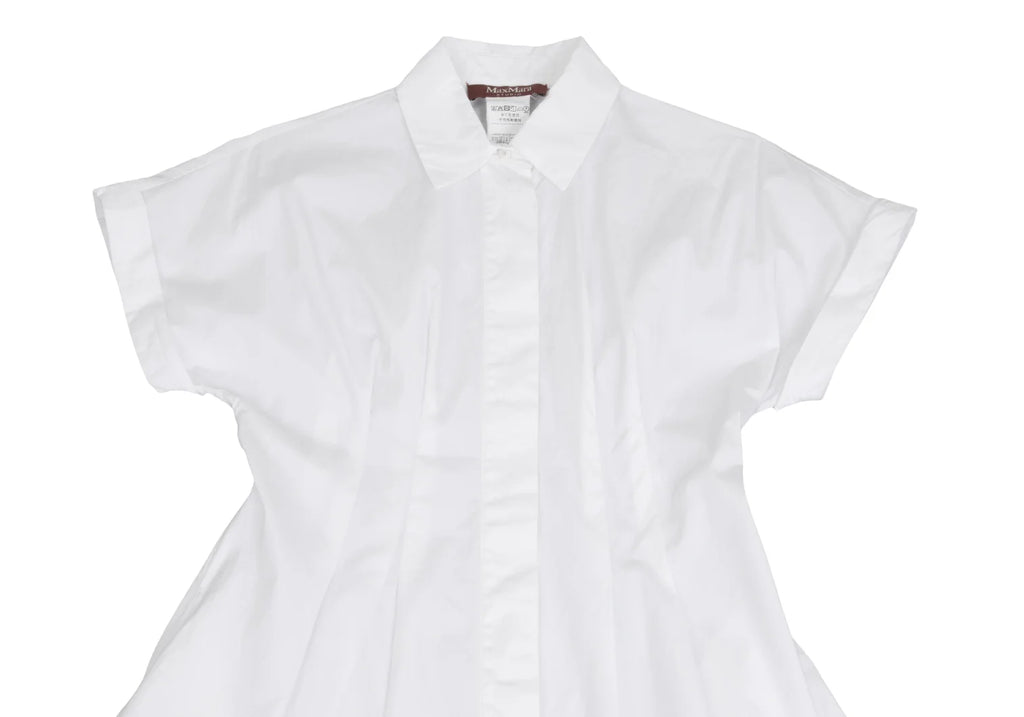 MaxMara STUDIO ITALY. White Cotton Short Sleeve Shirt Dress