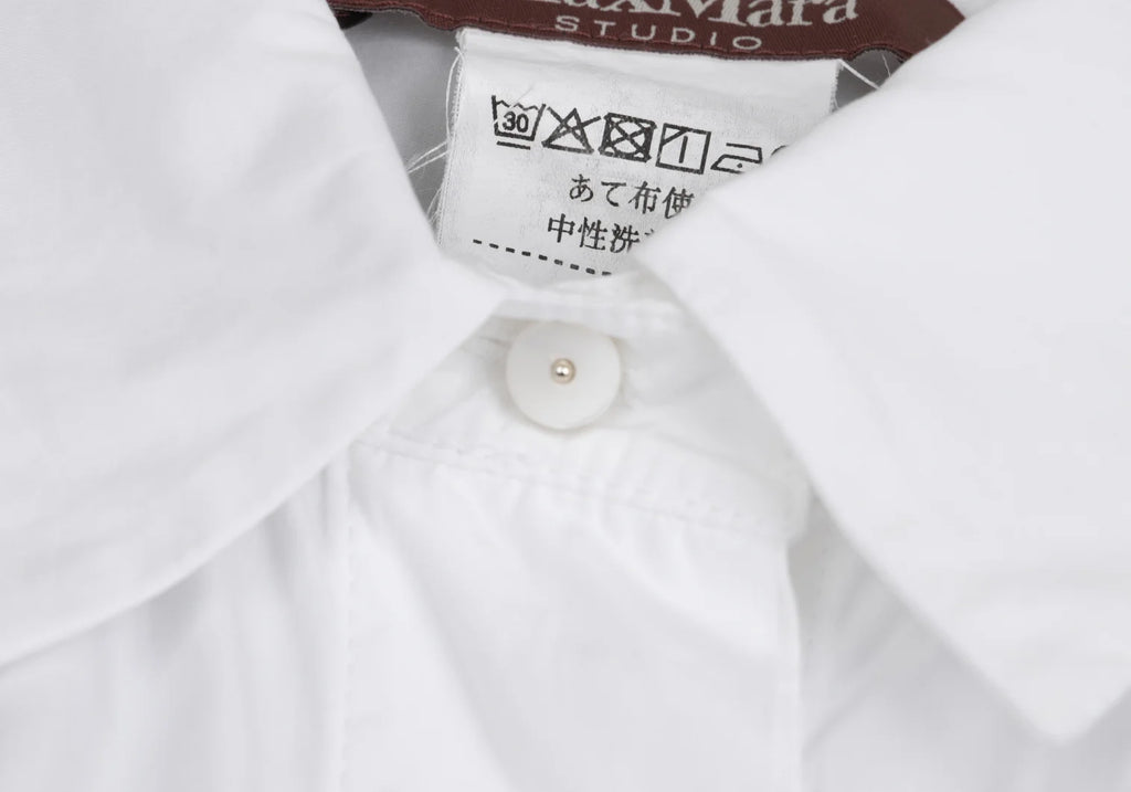 MaxMara STUDIO ITALY. White Cotton Short Sleeve Shirt Dress