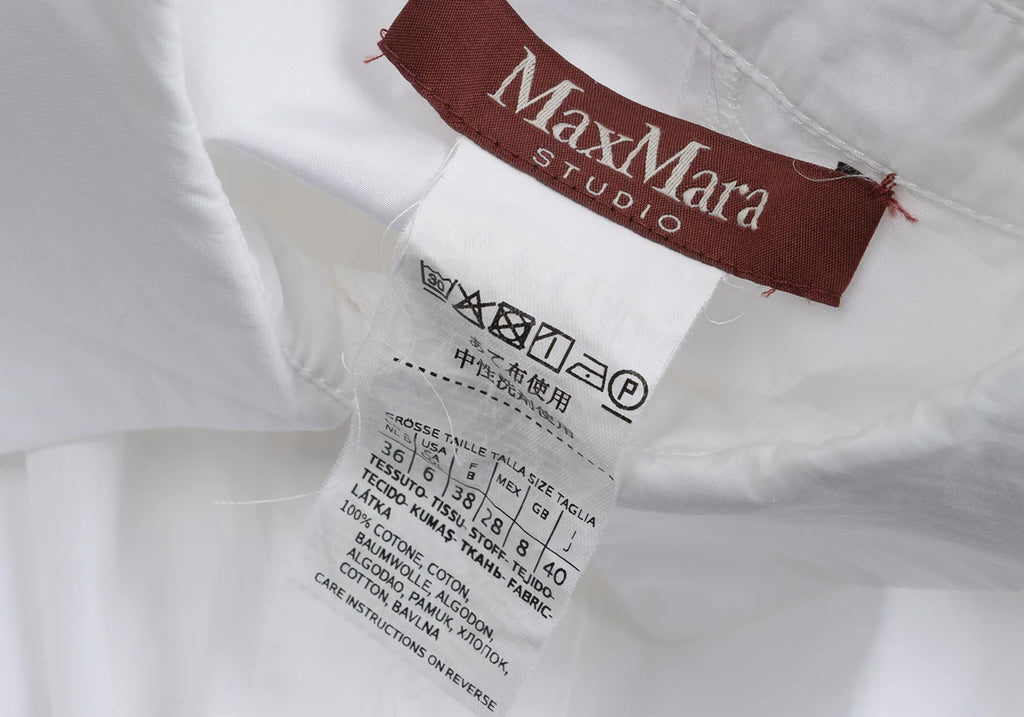 MaxMara STUDIO ITALY. White Cotton Short Sleeve Shirt Dress