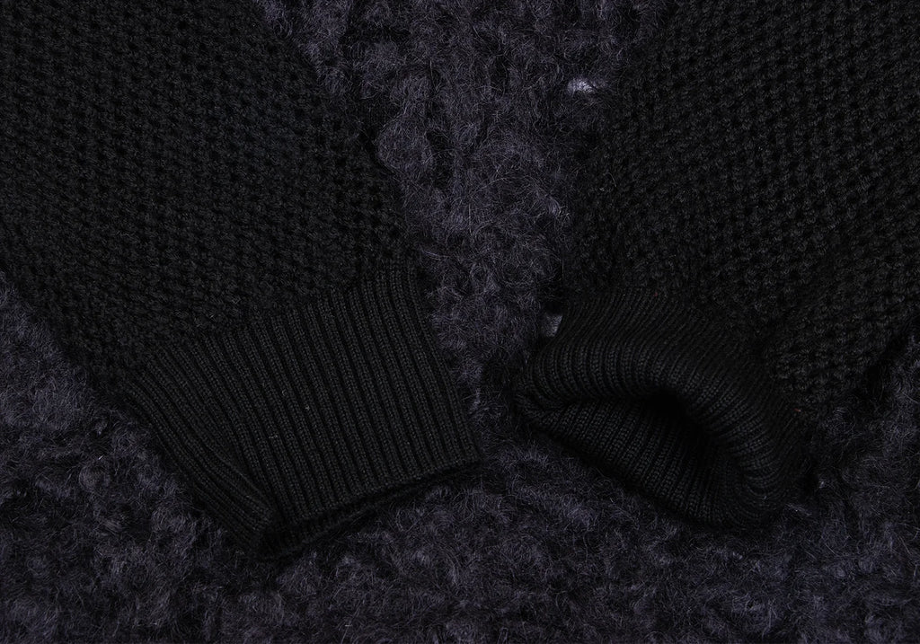 COMME des GARCONS JAPAN. TRICOT. Black Mohair Blend Open Knit Chunky Cardigan Top