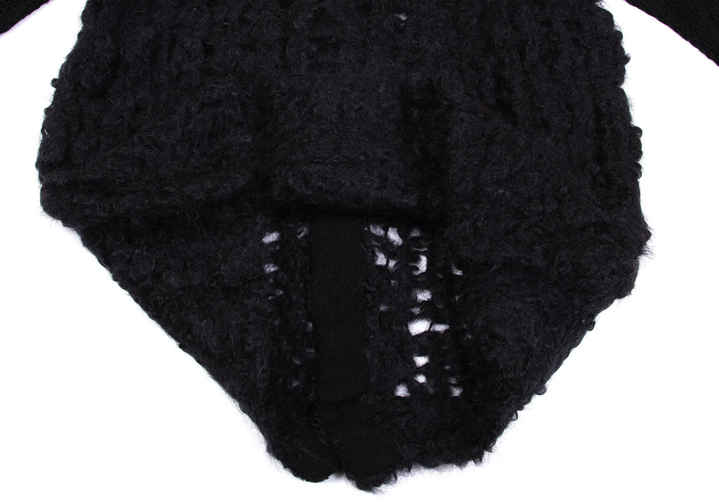 COMME des GARCONS JAPAN. TRICOT. Black Mohair Blend Open Knit Chunky Cardigan Top