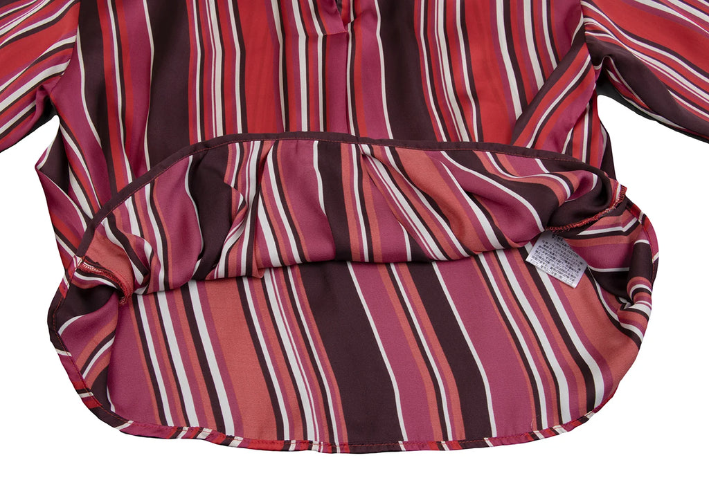 NARACAMICIE JAPAN. Red Poly Stripe Pull Over Blouse