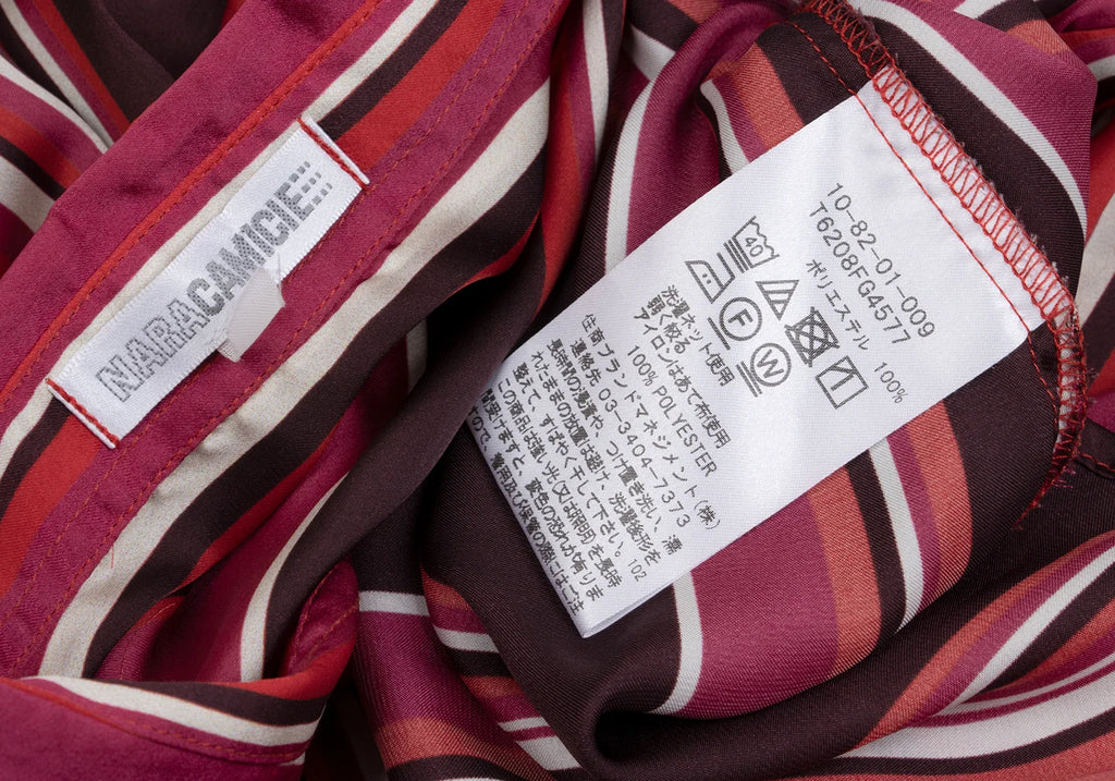 NARACAMICIE JAPAN. Red Poly Stripe Pull Over Blouse