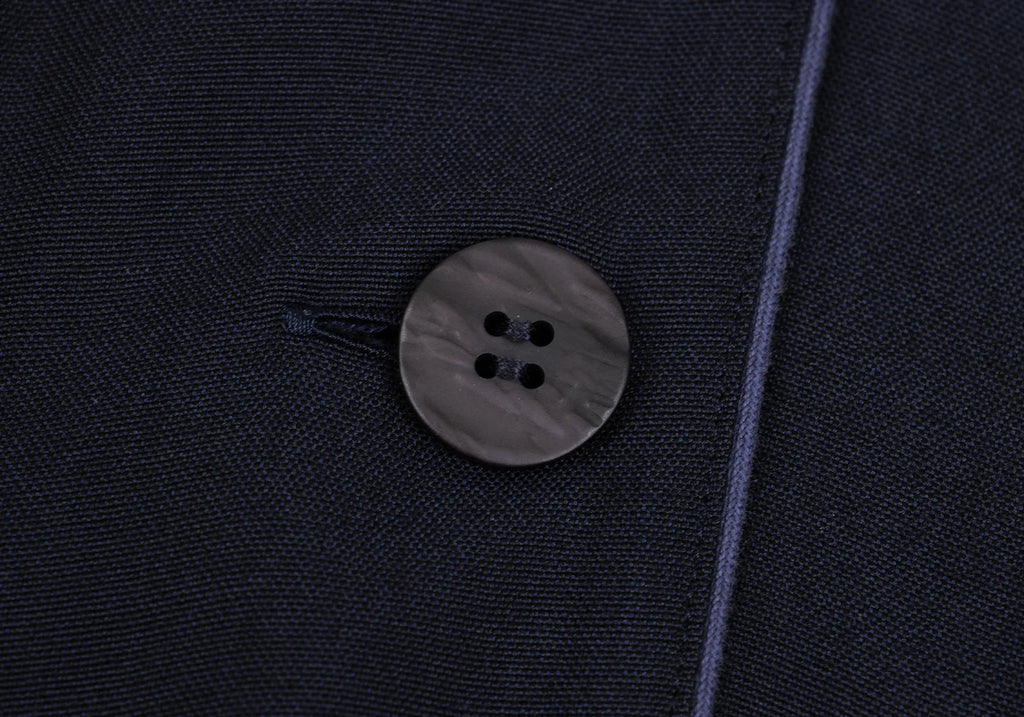 ROMEO GIGLI ITALY. Navy Piping Rayon Drape Shirt Dress